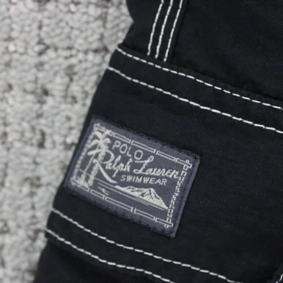 Polo By Ralph Lauren Board Shorts Mens XL Black Drawstring Pony Embroidered Y2k - Picture 5 of 10